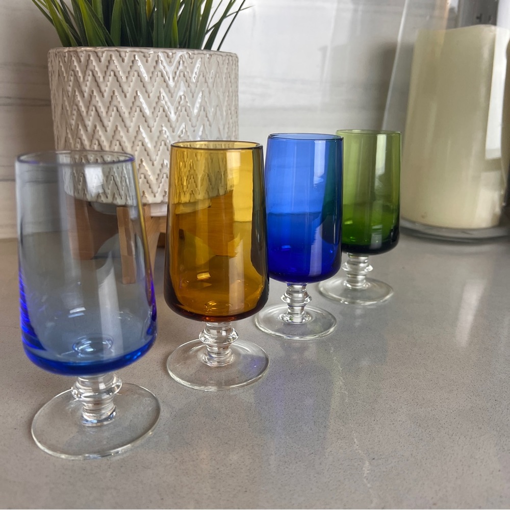 Vintage 1950's Sasaki Crystal Style Liqueur, Apertifs, Shots Set of 4